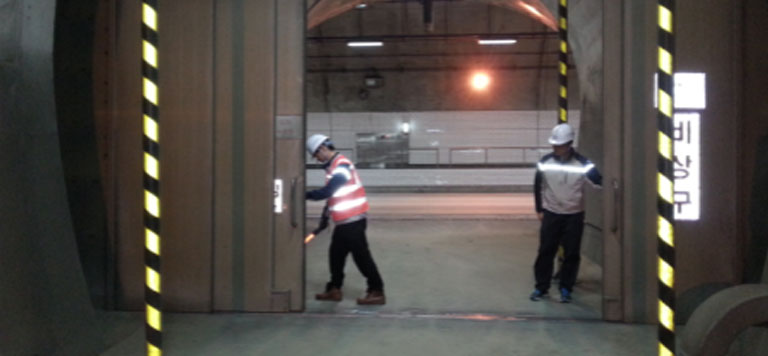 Inspection of emergency exits inside tunnels